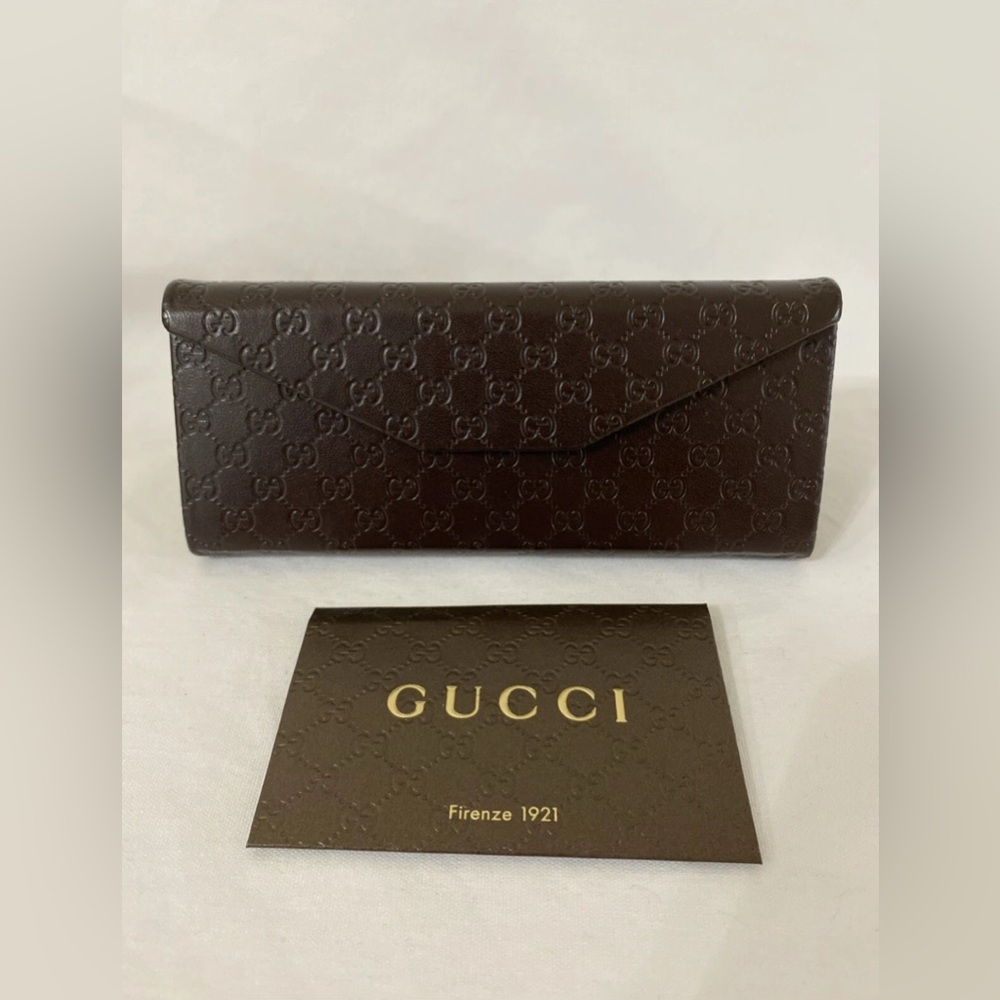 Gucci BROWN GG EYEGLASS CASE No Tag with Blank Warranty Card VGC